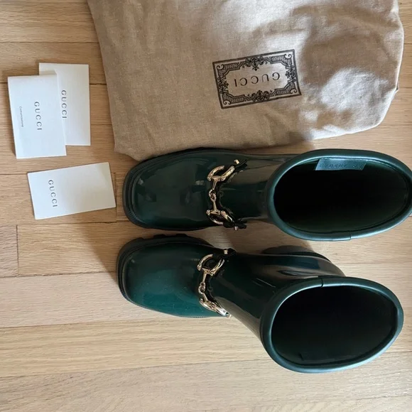 NWT Gucci Green Rain Boots